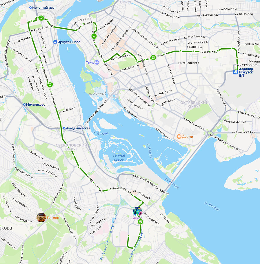 Автобус 3 Иркутск - Аэропорт - мкр. Юбилейный - расписание, маршрут, остановки Маршрут движения автобуса 3 в Иркутске - Аэропорт - мкр. Юбилейный