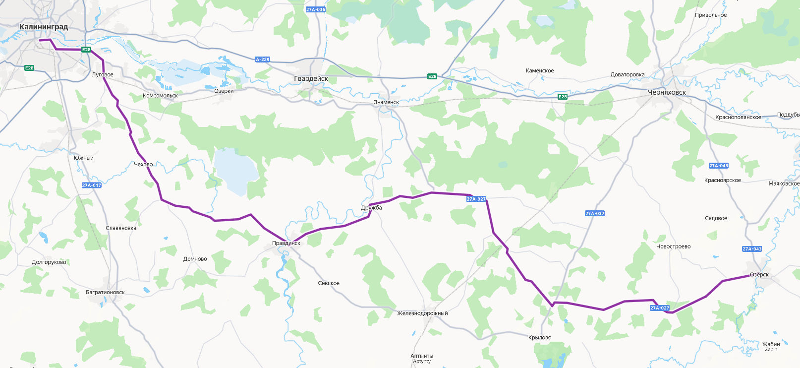 Автобус 527 - Озёрск - Калининград - расписание, маршрут, остановки Маршрут движения автобуса 527 - Озёрск - Калининград