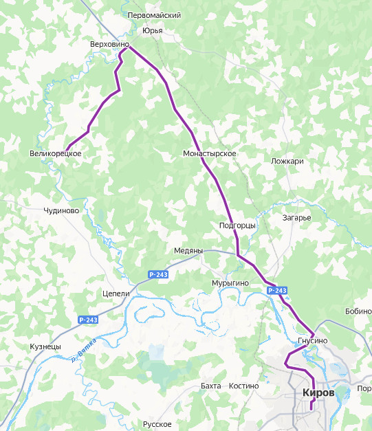 Автобус 242 - Киров - Великорецкое - расписание, маршрут, остановки Маршрут движения автобуса 242 - Киров - Великорецкое