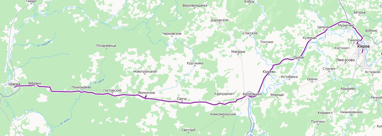 Автобус 9515 - Киров - Шарья - расписание, маршрут, остановки Маршрут движения автобуса 9515 - Киров - Шарья