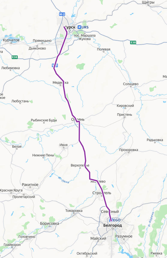 Автобус 3682 - Белгород - Курск - расписание, маршрут, остановки Маршрут движения автобуса 3682 - Белгород - Курск