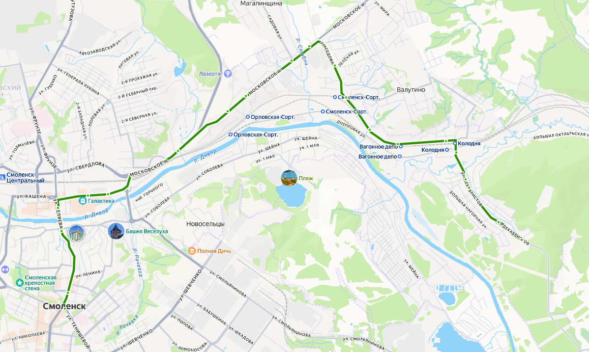 Автобус 19 Смоленск - Спортбаза - площадь Победы - расписание, маршрут, остановки Маршрут движения автобуса 19 в Смоленске - Спортбаза - площадь Победы