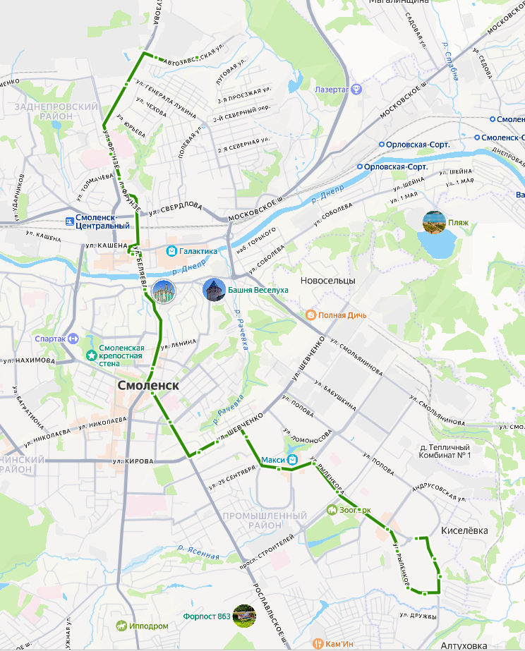 Автобус 22 Смоленск - ул. Автозаводская - Школа 37 - расписание, маршрут, остановки Маршрут движения автобуса 22 в Смоленске - ул. Автозаводская - Школа 37