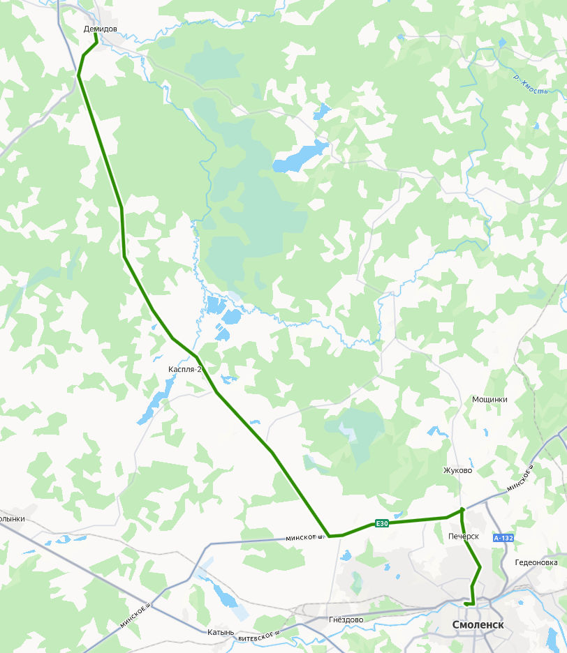 Автобус 556 - Смоленск - Демидов - расписание, маршрут, остановки Маршрут движения автобуса 556 - Смоленск - Демидов