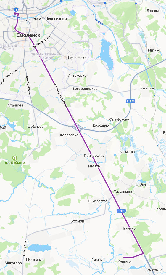 Маршрутка 127 - Смоленск - Кощино - расписание, маршрут, остановки Маршрут движения маршрутки 127 - Смоленск - Кощино