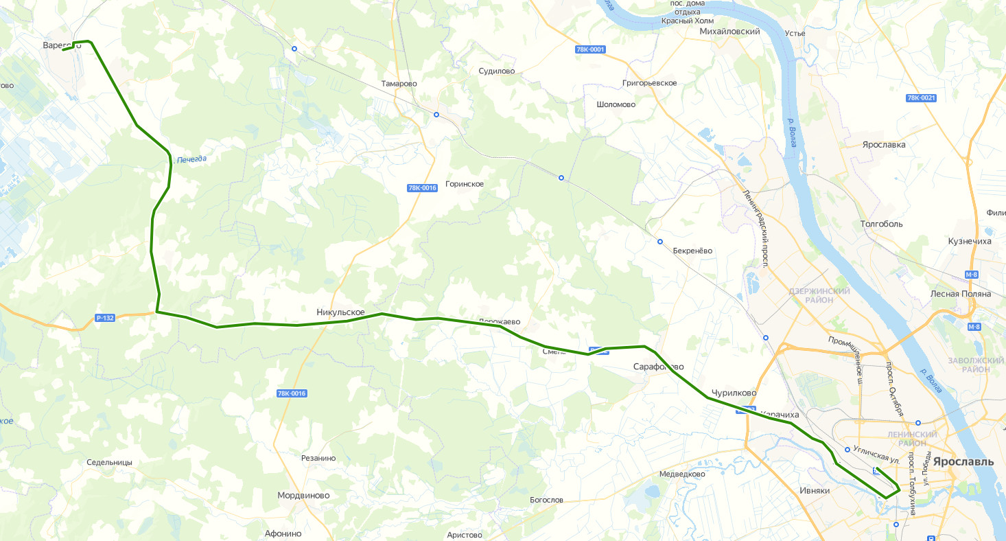 Автобус 169 - Варегово - Ярославль - расписание, маршрут, остановки Маршрут движения автобуса 169 - Варегово - Ярославль